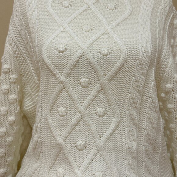 EVEREVE NWOT Womens Cozy Cable Knit Sweater Patterned Sleeve Crew Neck Size M - Picture 9 of 14